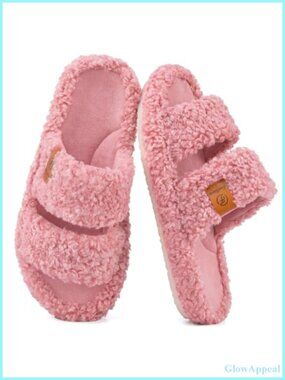 Fuzzy Open Toe Slippers Memory Foam House Shoes Non Slip